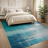 Teal Distressed Vintage Area Rug