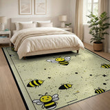 Playful Cartoon Bee Yellow Area Rug