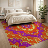 Vibrant Orange Purple Mandala Area Rug