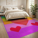 Rainbow Pixel Heart Area Rug
