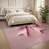Charming Pink Satin Bow Shag Rug