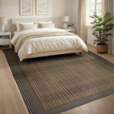 Black and Tan Geometric Dot Area Rug