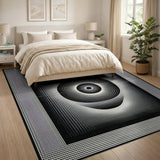 Hypnotic Op Art Black White Geometric Area Rug