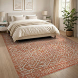 Geometric Terracotta Geometric Southwestern Area Rug