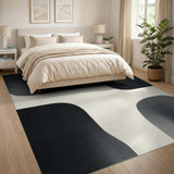 Black White Halftone Abstract Area Rug