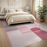 Bold Red and Pink Geometric Abstract Area Rug