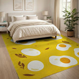 Playful Sunny-Side Up Eggs Yellow Area Rug