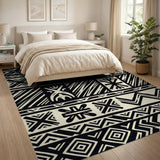 Black White Heritage Tribal Geometric No. 2 Rug
