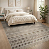 Beige Striped Woven Heritage Rug