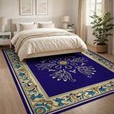 Medallion Blue and Teal Navy Blue Persian Medallion Area Rug