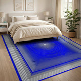 Hypnotic Blue Concentric Geometric Area Rug