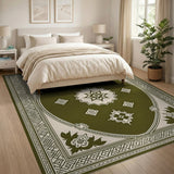 Oval Traditional Persian Area Rug in Green Cream