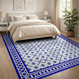 Blue Diamond Lattice Geometric Rug