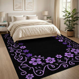 Purple Floral Vintage Frame Area Rug
