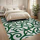 Elegant Green Swirling Vine Area Rug