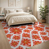 Vibrant Red Geometric Floral Area Rug