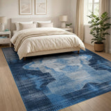 Blue Teal Grey Geometric Heritage Tribal Rug
