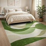 Green Abstract Wave Overlap Area Rug