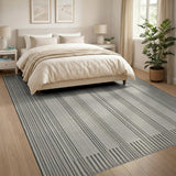 Black and White Bold Black White Vertical Stripe Woven Rug