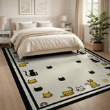 Whimsical Cat Doodle Border Area Rug