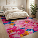 Multi-color and Patterns Vibrant Pink Lotus Floral Area Rug