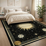 Celestial Gold Sun Moon Boho Area Rug