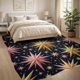 Pink Gold Shimmering Stars Area Rug