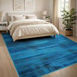 Dynamic Blue Streak Geometric Area Rug