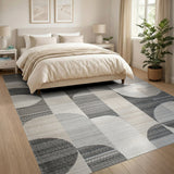 Modern Grey Geometric Abstract Grey Area Rug
