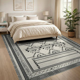 Beige Black Heritage Tribal Area Rug