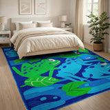 Playful Cartoon Frogs and Lily Pads Area Rug