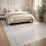 Checkered Geometric Modern Pink Gingham Checkered Area Rug