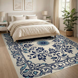 Blue and Teal Ornate Blue Teal Persian Medallion Rug
