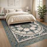 Elegant Blue Teal Medallion Persian Rug