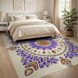 Purple Traditional Persian Purple Mandala Floral Area Rug