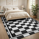 Black White Geometric Grid No. 34 Area Rug