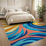 Radiant Sun Over Vibrant Ocean Waves Rug
