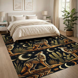 Howling Coyote Moonlit Desert Southwestern Rug