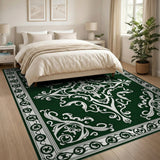 Ornate Emerald Green Medallion Area Rug