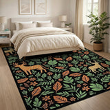 Striped Deer Vibrant Leaf Area Rug
