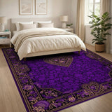 Purple Floral Heart Area Rug