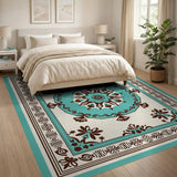 Teal Medallion Oriental Area Rug