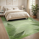 Lush Fern Leaf Green Area Rug