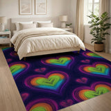 Vibrant Rainbow Hearts Kids Area Rug