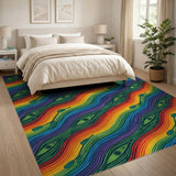 Rainbow Kayak Wave Abstract Area Rug