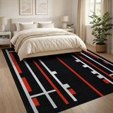 Bold Red White Geometric Modern Area Rug
