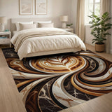 Swirling Latte Art Marble Abstract Area Rug