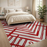 Red Floral Trellis Area Rug