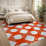Bold Red Geometric Lattice Geometric Modern Area Rug
