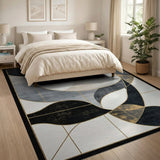Geometric Modern Gold and Silver Gold Accent Geometric Abstract Area Rug